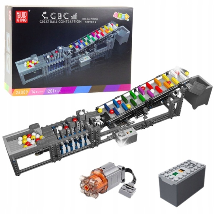 Конструктор LeanToys, писта с топчета, 1281 елемента, 73,5x17,5x12,5см, с електрически мотор