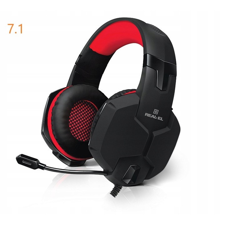 Casti gaming REAL-EL GDX-7790, surround 7.1, vibreaza bas, negru, USB