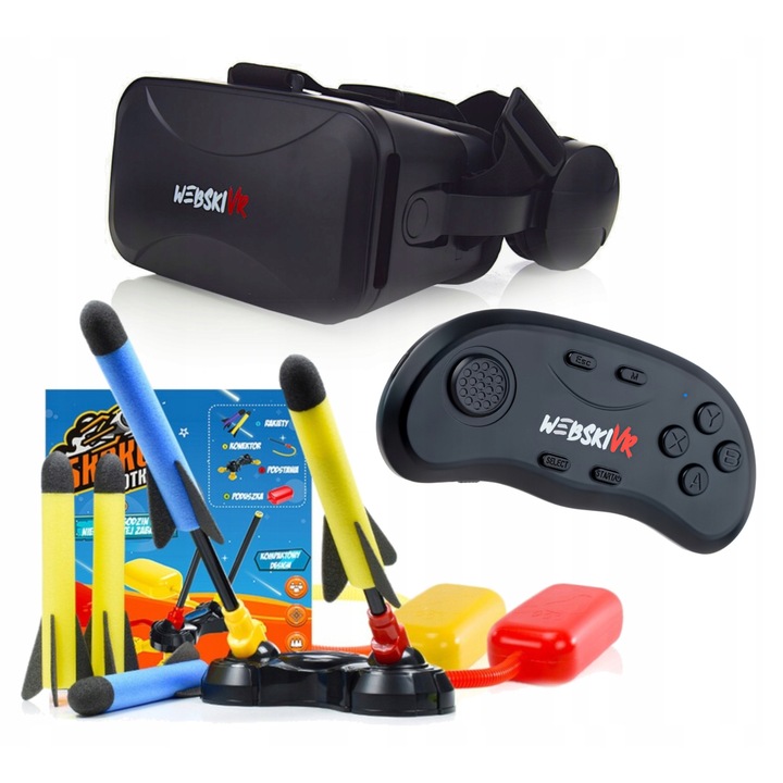 Ochelari VR Webski, set cu gamepad si lansator de rachete, 175x80mm, filtr de lumina albastra, ergonomici