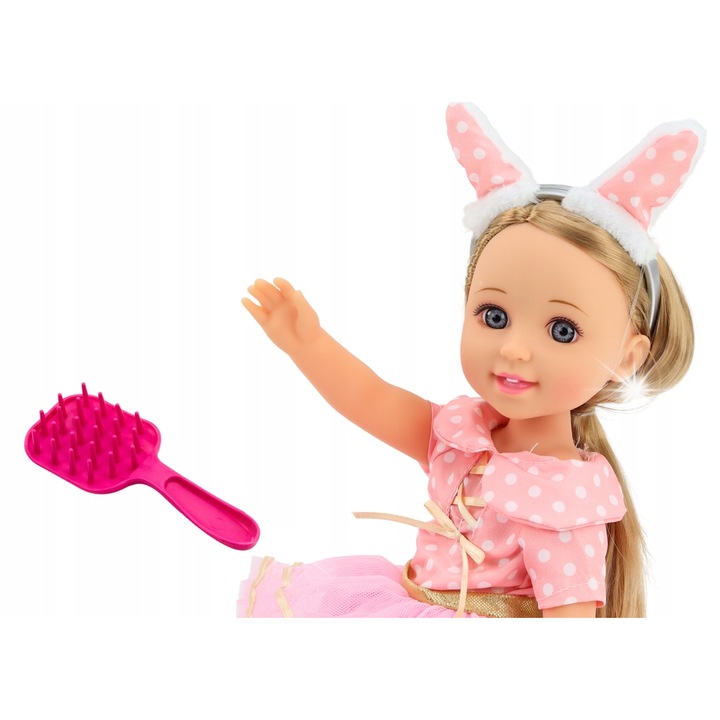 Baba, LEAN Toys, rózsaszín, 38cm, ecsettel