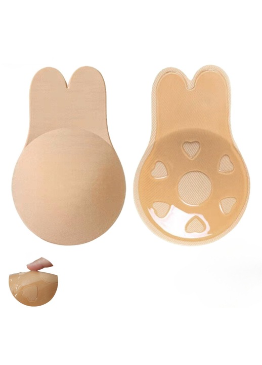 Sutien Invizibil Cu Silicon Autoadeziv, AEWOYAD®, Efect Push-Up, Fara Bretele, Reutilizabil, Bej