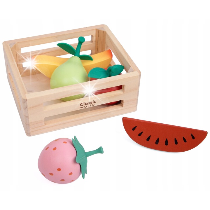 Faszett gyümölcskészlet kosárban, 6 darabos, Classic World, többszínű