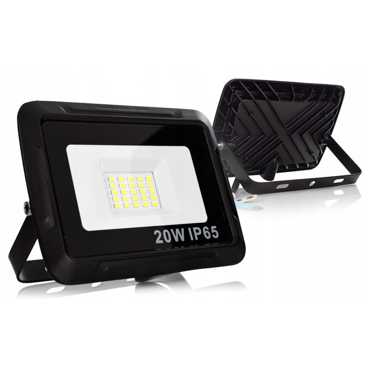 LED прожектор, Decorya, 20W, IP65, неутрално бяло, 1600lm, 110-240V, монтажен комплект