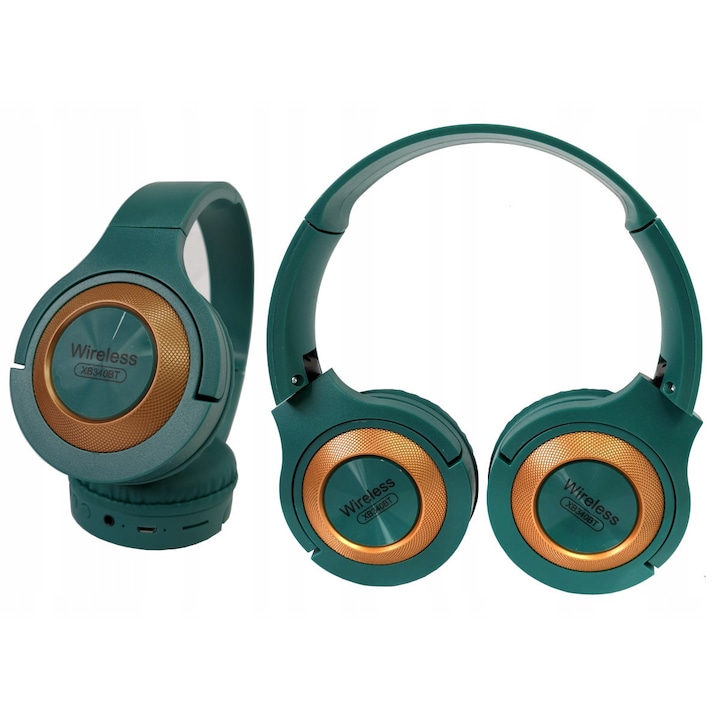 Webski vezeték nélküli fejhallgató, SLBTXB340 modell, Bluetooth 5.0, HD mikrofon, 40mm, zöld