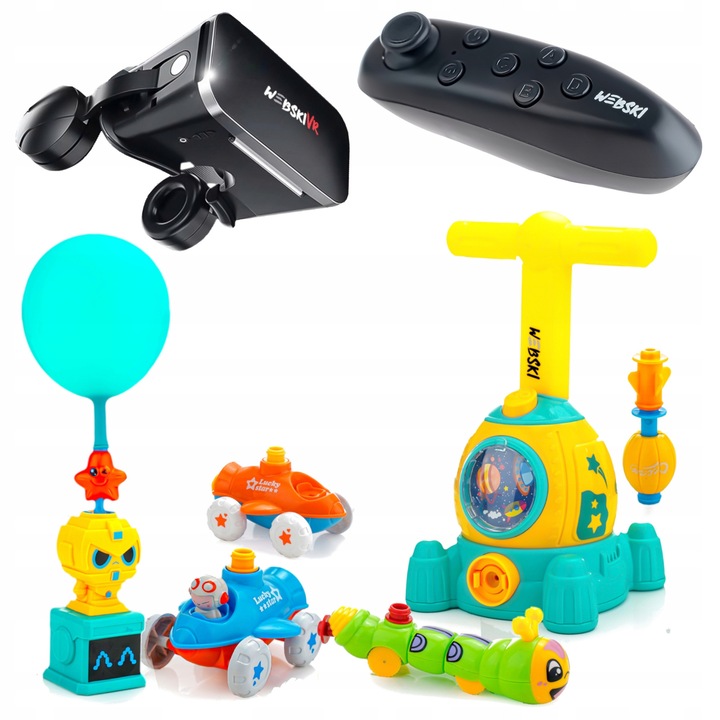 Ochelari VR, Webski, 3D, cu gamepad si set de 24 de elemente, maxim 175x80mm, filtru de lumina albastra