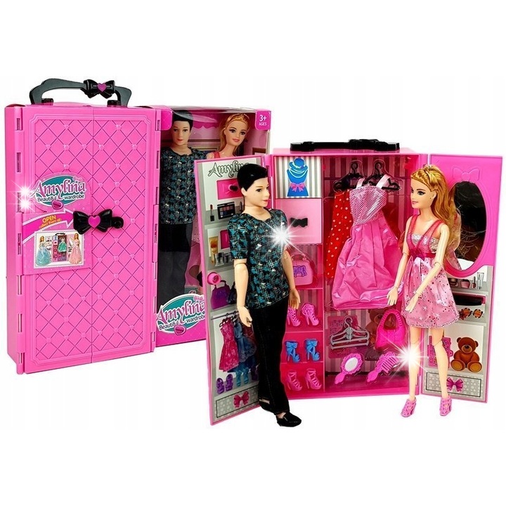 Babagardrób szett, 30 kiegészítő, nagy baba, többszínű, 32x37x8cm