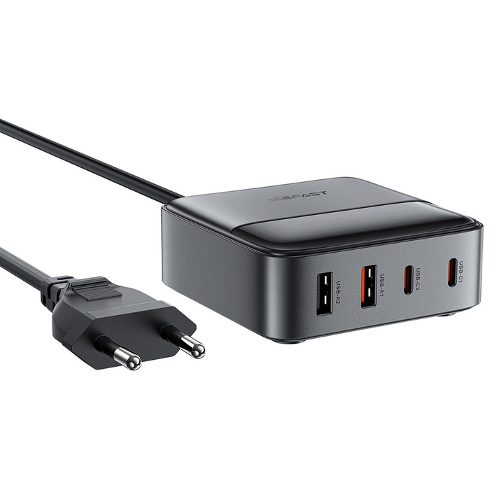Incarcator retea Acefast Z6, 65W, 3A, 2xUSB-C, 2xUSB-A, Negru