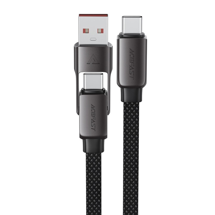 Cablu de date AceFast C13-05, USB-A / USB-C la USB-C, 3A, 480Mbps, 0.2m, Negru
