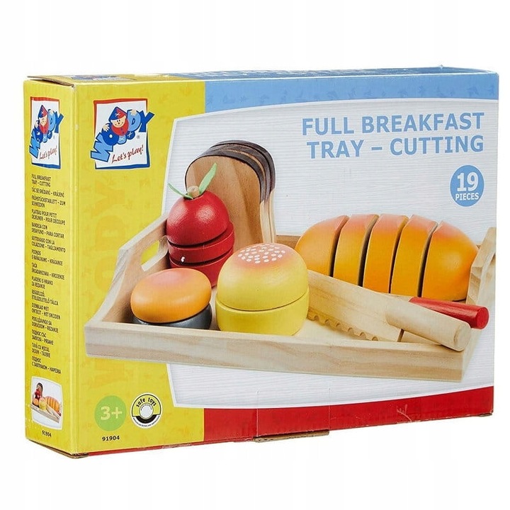 Woodyland fa reggeliző szett, 19 részes, tépőzáras, gyerekeknek