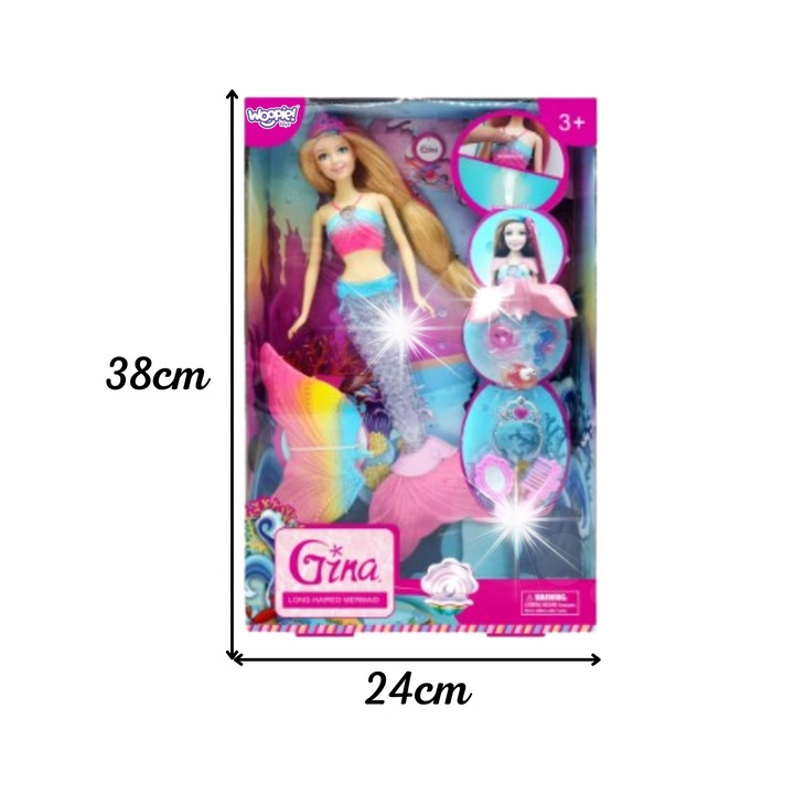 Woopie Gina sellőbaba kiegészítőkkel, többszínű