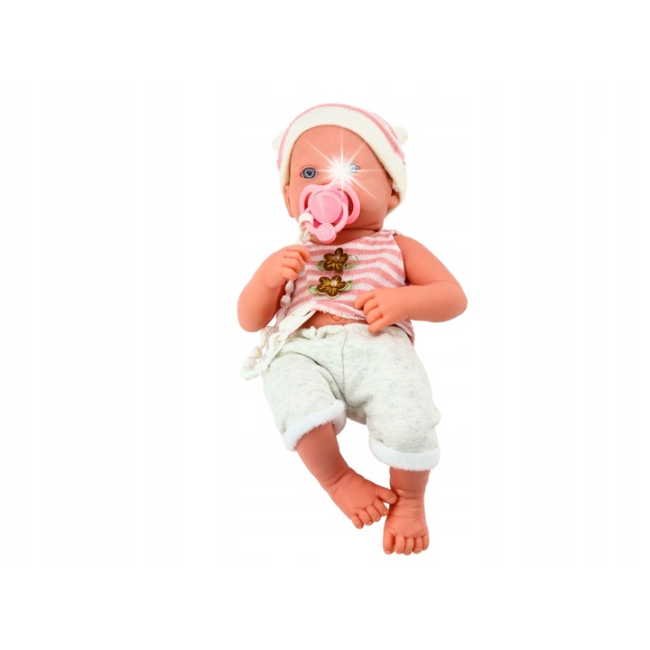 Bobas baba, LEAN Toys, fehér-rózsaszín, 35x16x10cm, 18 hónap+