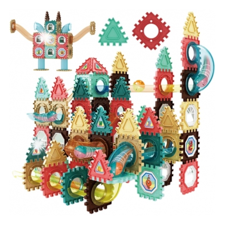 3D конструктор, Woopie, 128 елемента, топка с топчета, прозрачна пластмаса, 33x9x33см