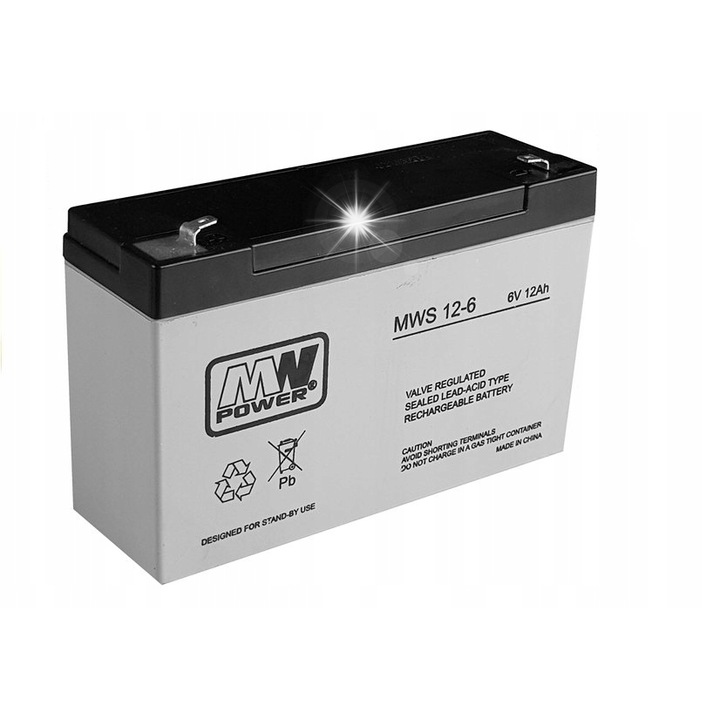 AGM акумулатор 6V 12Ah, Lean, за електрически превозни средства, размери 15x10x5cm