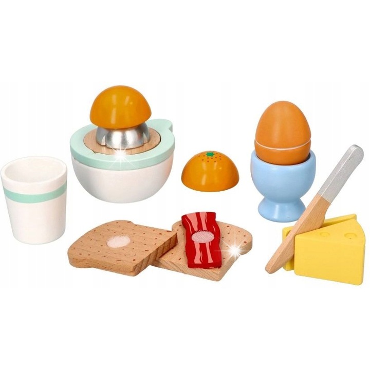 Fajáték reggeliző szett, Lelin, 10 darab, többszínű, 2+ év