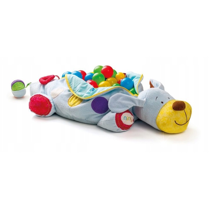 Többfunkciós játszószőnyeg 60 labdával, Niny, 102x52cm, színes, babáknak