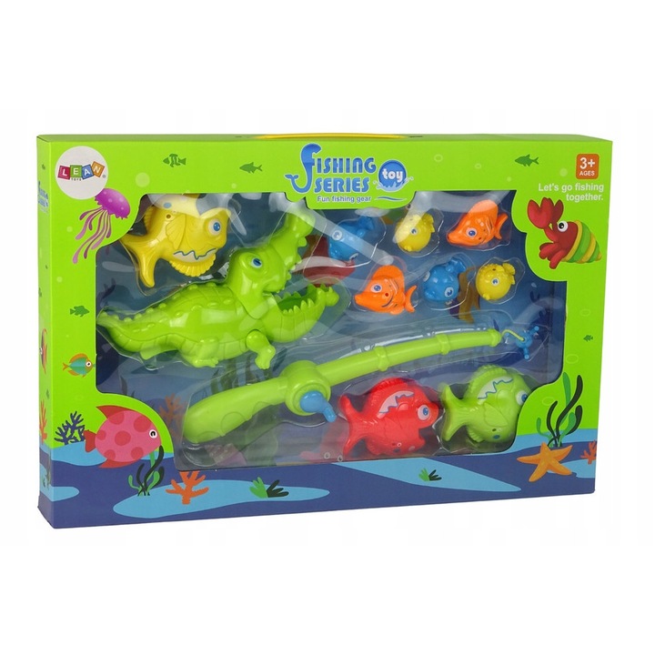 Ügyességi játék szett, LEAN Toys, horgászat bottal, 11 elem, 47x30x6cm