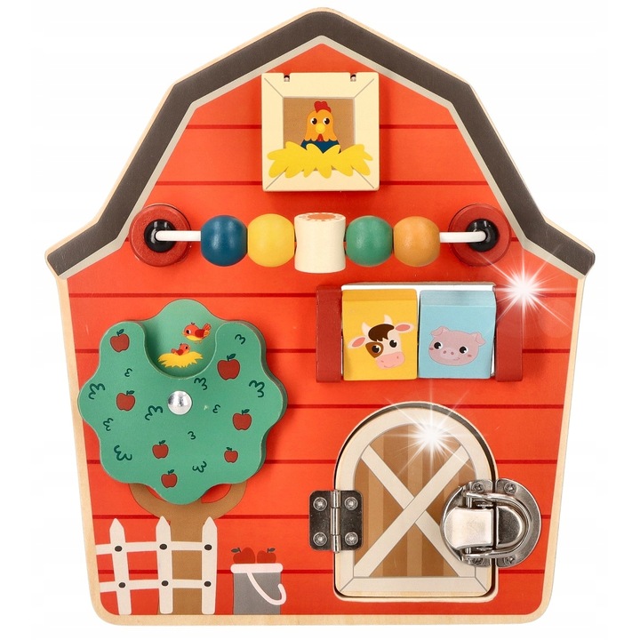 Fából készült tevékenységi tábla, AdamToys, 22x25x9cm, 18 hónapos kortól