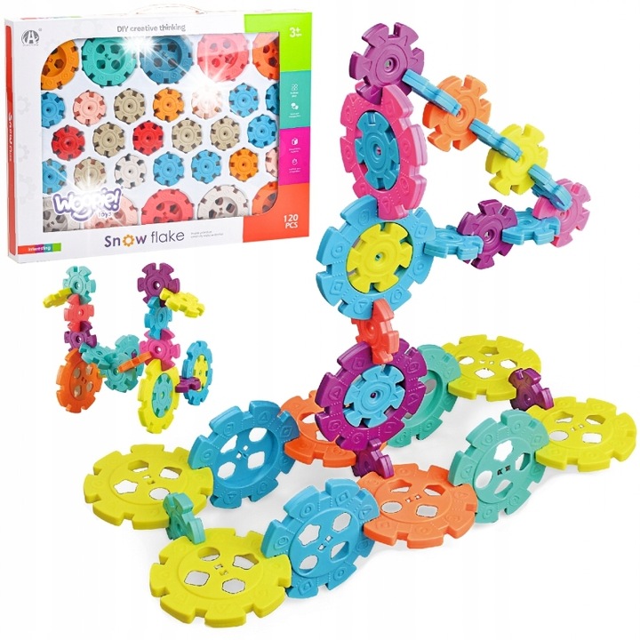 Комплект конструктивни блокчета Wafle 120 елемента, Woopie, многоцветни, за деца над 3 години