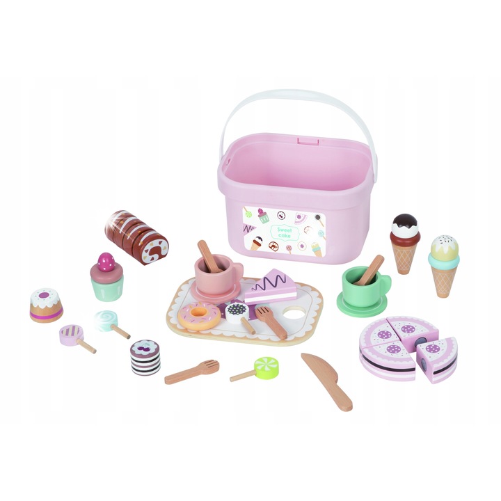 Sweet Cake játékszett, Tooky Toy, 34 darabos, torta, fagylalt, 21,8x15,4x12cm