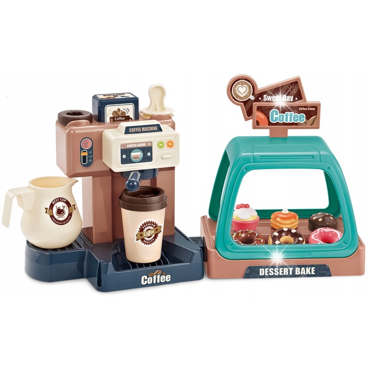 Woopie Kávézó Szett, Kávéfőző + Süteményes Vitrin, 40 Elem, Többszínű