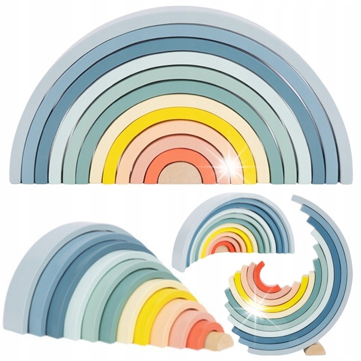 Tooky Toy fa puzzle, 12 elemes készlet, pasztell színek, 25,5x12,8x4cm