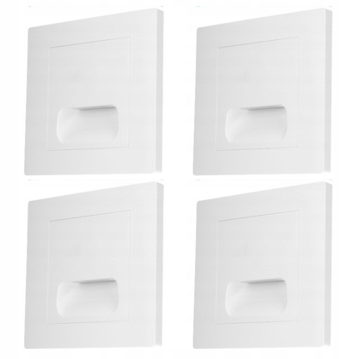 Комплект 4 аплика LED Decorya, бял, 1W, 80lm, 86x86x25mm