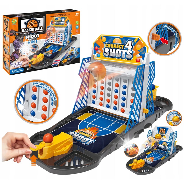 WOOPIE mini kosárlabda játék, interaktív játék 2-4 játékos számára, fejleszti a készségeket, többszínű, 48587