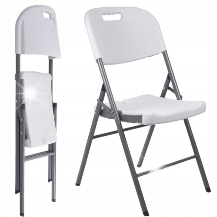 Összecsukható szék, fehér, 84x50x46 cm, HDPE, rendezvényekre