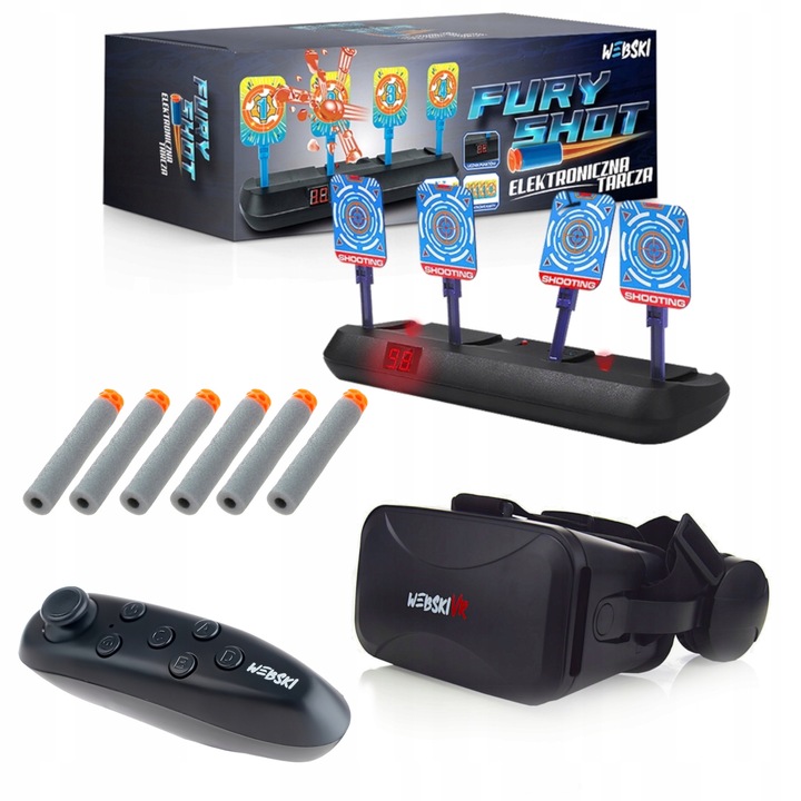 Ochelari VR, Webski, set cu gamepad si tinta electronica, 175x80mm, filtrare lumina albastra, dimensiuni 12x32cm