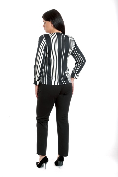Sacou elegant cu dungi stilizate, Dress To Impress, Negru I Alb