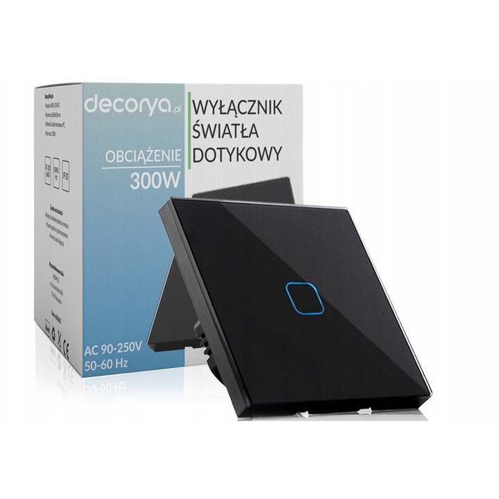 Érintőkapcsoló, Decorya, fekete, 86x86x36mm, 2 darabos szett