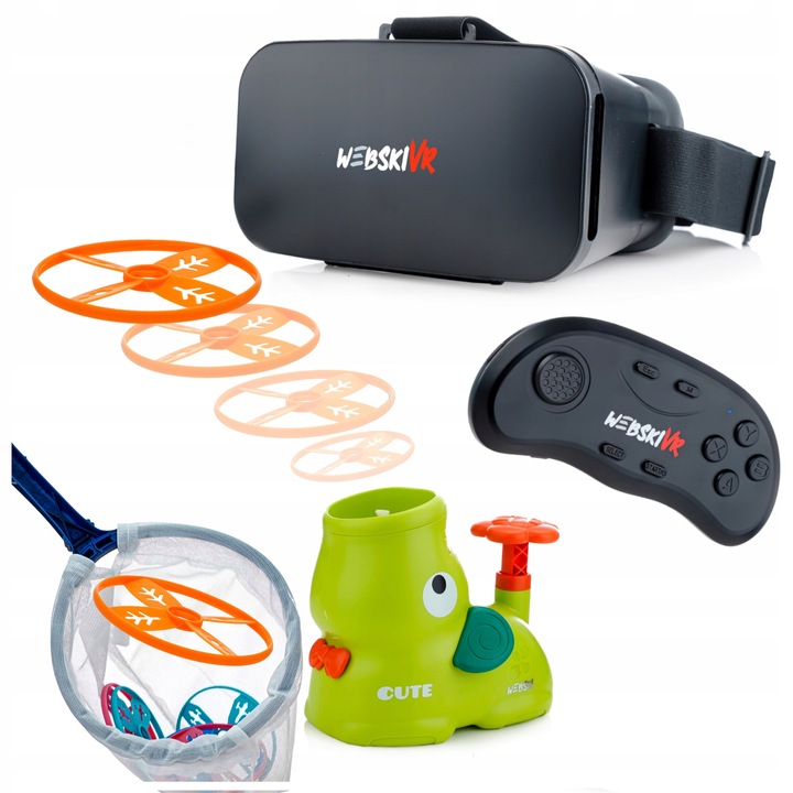 Ochelari VR 3D 360°, set cu gamepad wireless si pneumatica de discuri Steppy, multicolor, dimensiuni max. 80x160mm