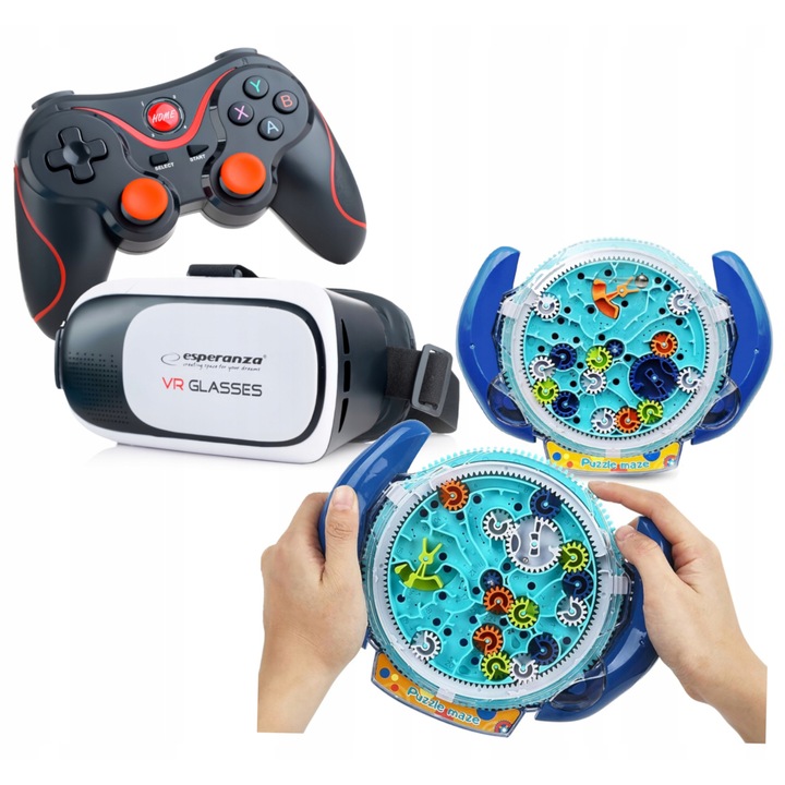 Ochelari VR Webski, cu gamepad wireless si joc educativ Labirint, 20x15cm