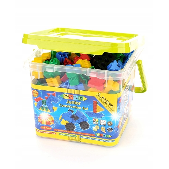 Комплект конструктивни блокчета Morphun, 200 елемента, многоцветни, 24x25x19см