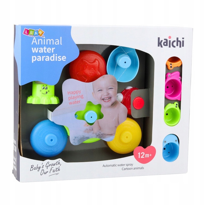 Interaktív fürdőjáték szett szökőkúttal és állatokkal, LEAN Toys, 7 figura, többszínű