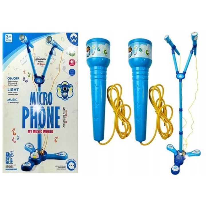 Gyermek karaoke mikrofon szett, LEAN Toys, 2 mikrofon, 67x64cm