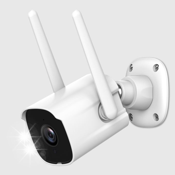 Camera de supraveghere exterioara Heckermann, IP, WiFi, 3MP, rotire 355, rezistenta la apa, audio bidirectional