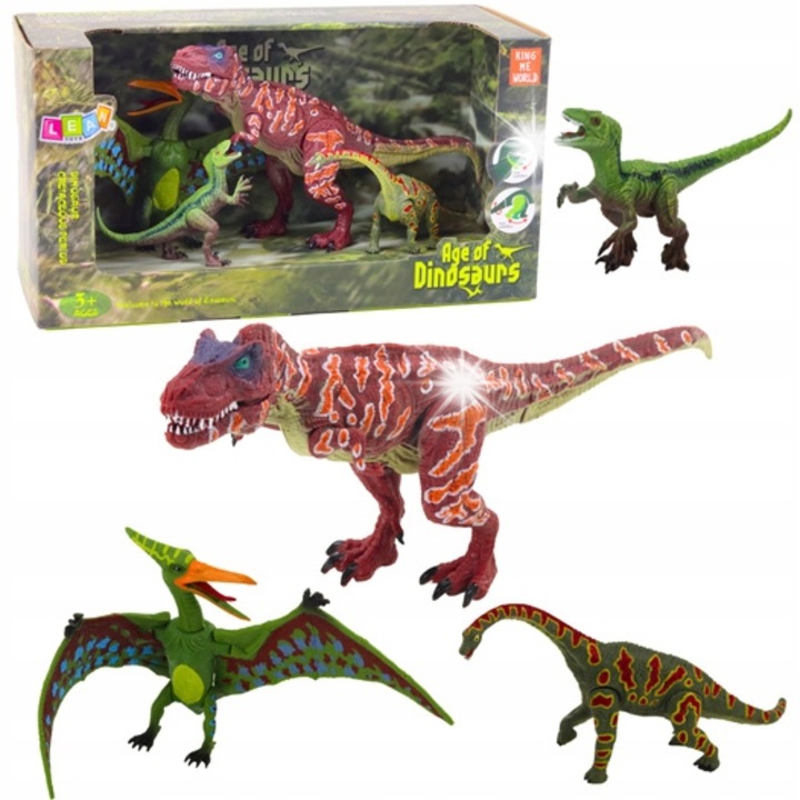 Комплект фигурки Динозаври, 4 броя, подвижни елементи, многоцветни, за деца 3+