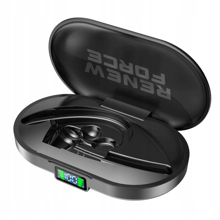 Vezeték nélküli fülhallgató, Logit, Bluetooth 5.1, szett powerbank tokkal, fekete, 10 óra üzemidő