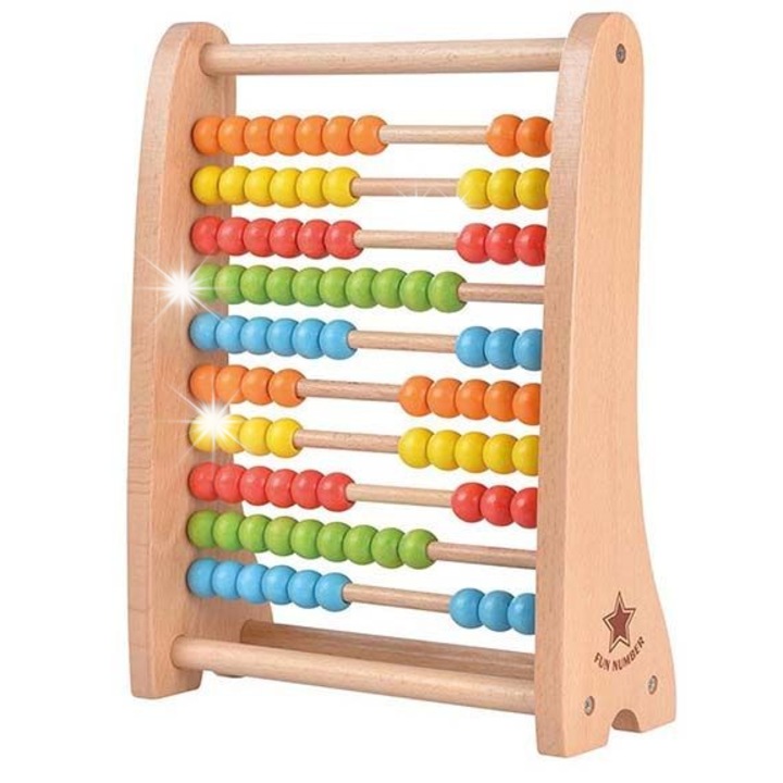 Lelin fa számoló, 10 soros, különféle színek, 30x9cm