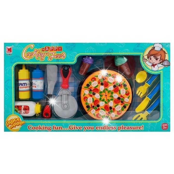 Pizza és Fagylalt Szett 20 darab, LEAN Toys, 16cm, 53x28x5cm