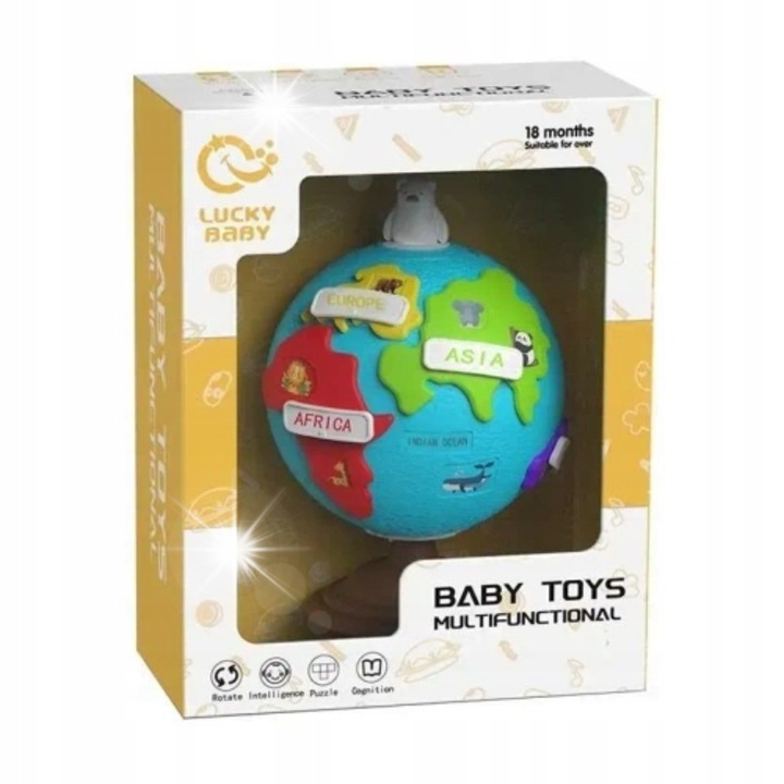 Glob educational interactiv Lucky Baby, set cu puzzle-uri colorate, 22,5x14x14cm, pentru copii de la 18 luni