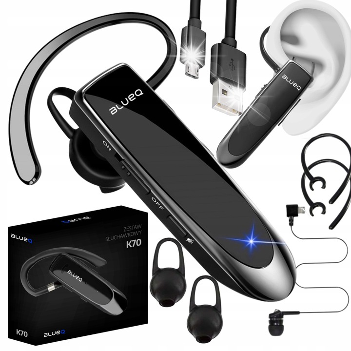 Vezeték nélküli fejhallgató, Bluetooth 5.0, mikrofonnal, fekete