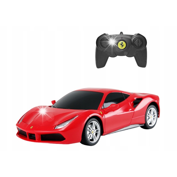 Masinuta RC Rastar, model Ferrari 488 GTB, rosu, 38x13x12cm, cu telecomanda