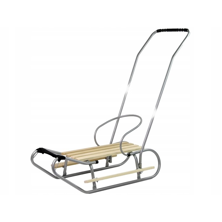 Fém szánkó, LEAN Toys, háttámlával, rozsdamentes, 83x38x21cm