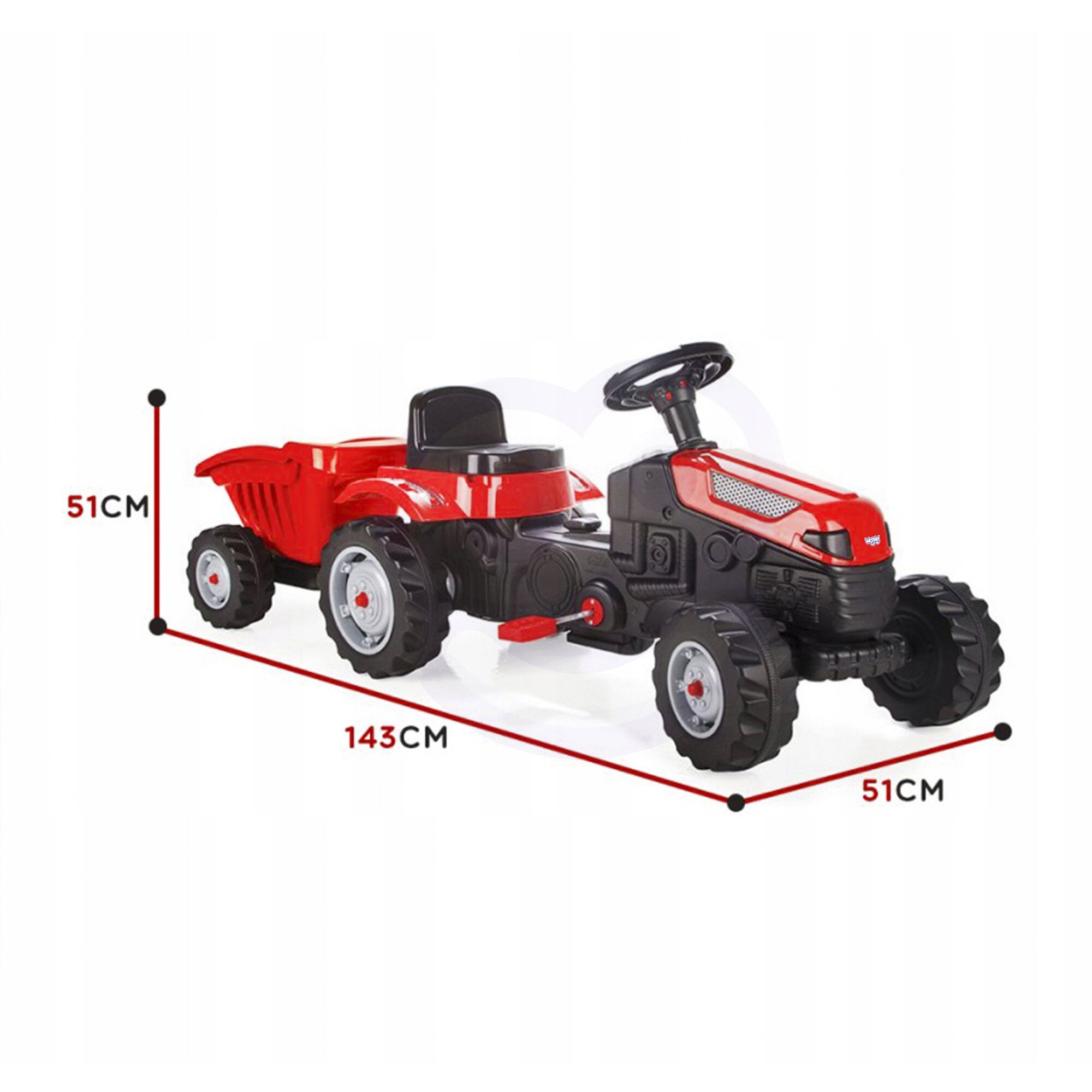 Tractor pe pedale GoTrac MAXI cu remorca, Woopie, roti silentioase, 6 ...