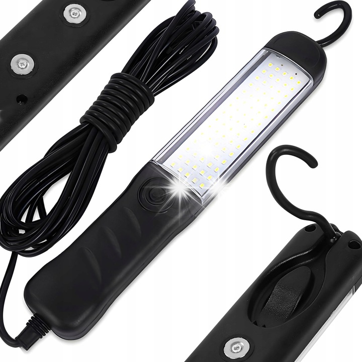 LED-es munkalámpa mágnessel, 9m kábellel, kampóval, komplett készlet