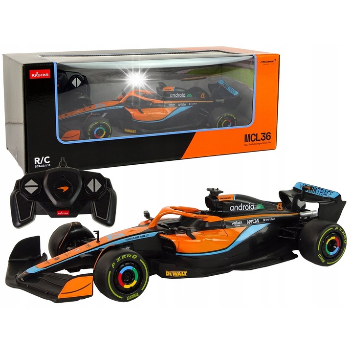 Количка R/C McLaren F1 1:18, LEAN Toys, оранжева, 31x7x11см, комплект с пилот и инструкция
