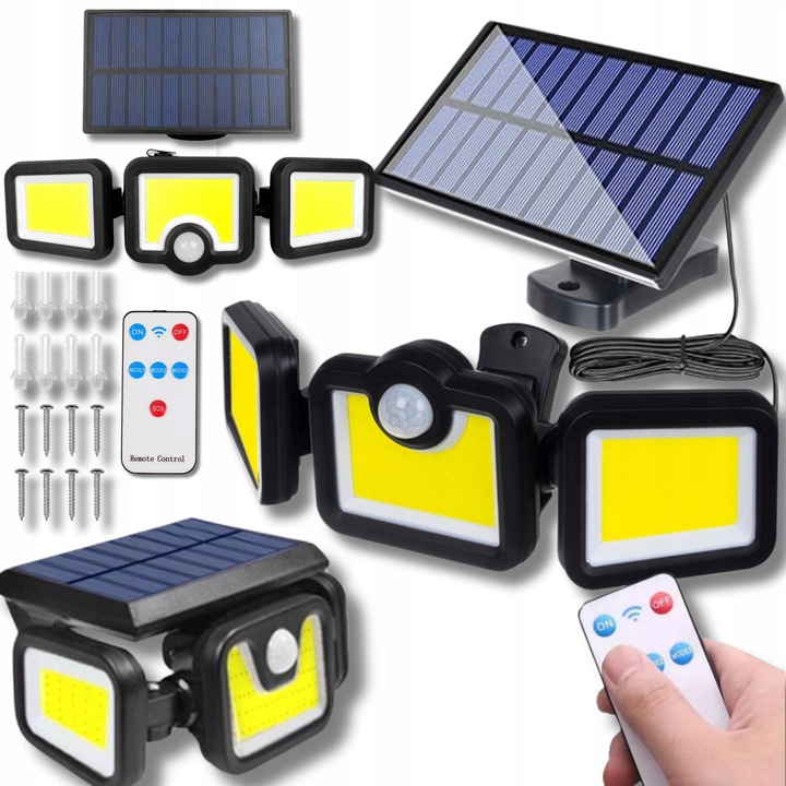 Lampa solara 3w1 cu senzor de miscare si senzor de amurg, alb, 278x90x45mm, set complet