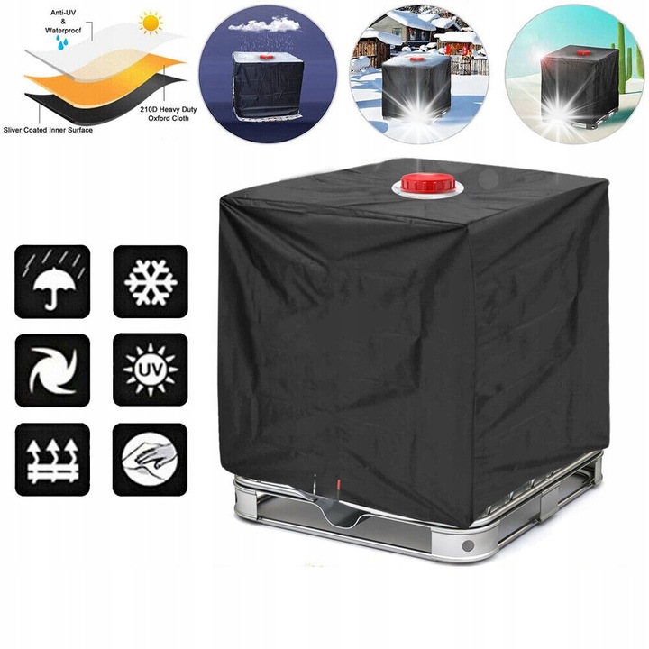 IBC tartály védőponyva 1000L, mérete 116x100x120cm, vízálló, UV-álló, fekete